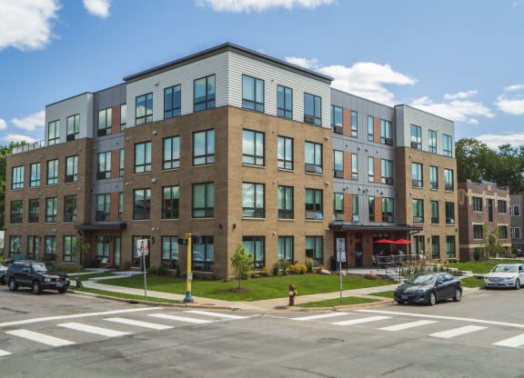 Exterior of The Central apartments near uptown and downtown Minneapolis MN 55408