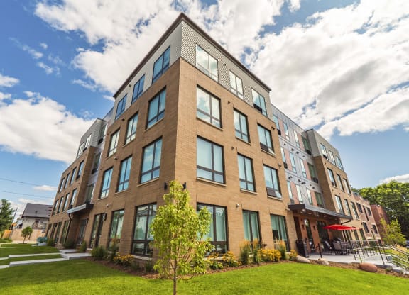 Building exterior of The Central apartments near uptown and downtown Minneapolis MN 55408