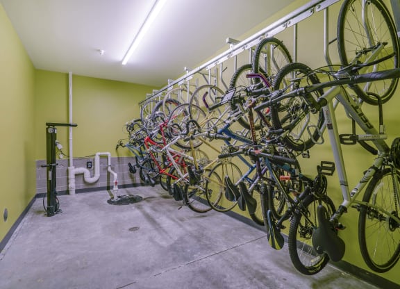 Heated indoor bike racks and storage at The Central apartments near downtown Minneapolis MN 55408