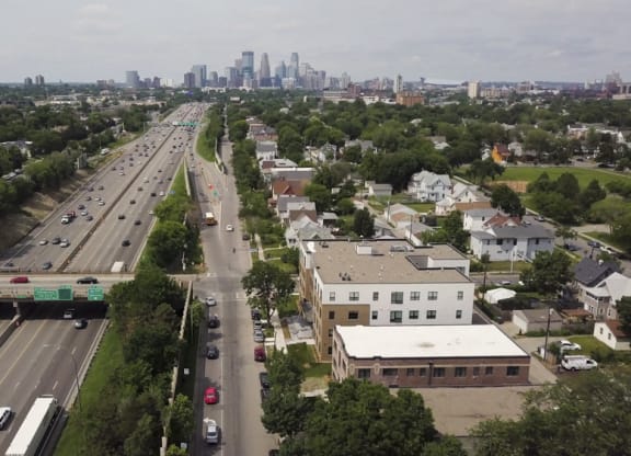 Views of downtown from The Central apartments near downtown Minneapolis MN 55408