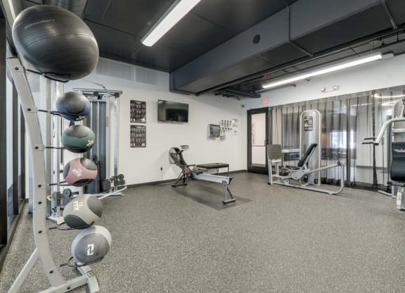 Large fitness center at The Conrad near UNMC in the Blackstone District Omaha NE 68105
