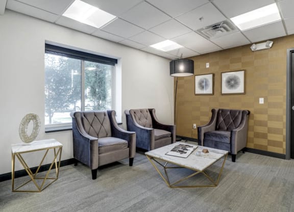 Leasing lounge at The Conrad near UNMC in the Blackstone District Omaha NE 68105
