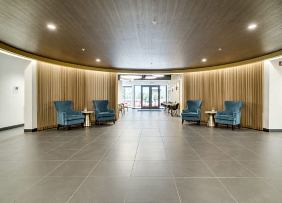 Entryway of leasing office at The Conrad near UNMC in the Blackstone District Omaha NE 68105