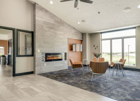 Clubhouse entryway lounge at The Flats at 84 in southeast Lincoln NE 68516