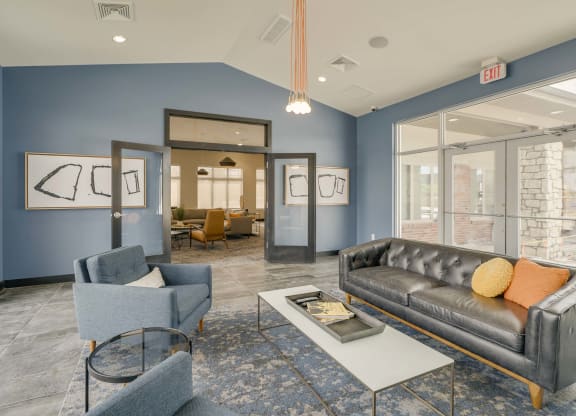 Comfortable clubhouse at The Flats at Shadow Creek new luxury apartments in east Lincoln NE 68520