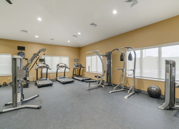 Fitness center with great equipment at The Flats at Shadow Creek new luxury apartments in east Lincoln NE 68520