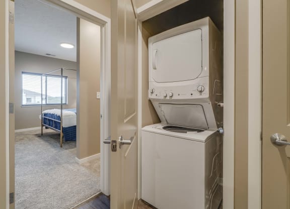 Washer and dryer are included in every floorplan at The Flats at Shadow Creek new luxury apartments in east Lincoln NE 68520