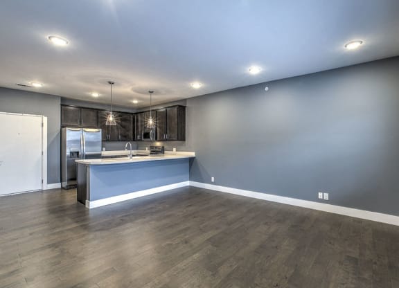 Open floor plan living space at The Helen