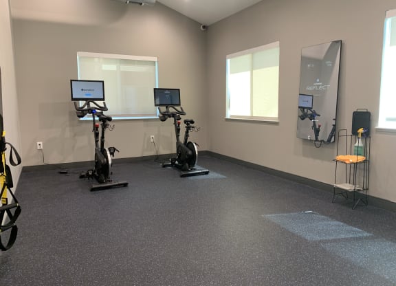 24 hour fitness center with yoga and spin studio at the northbrook apartments in lincoln nebraska