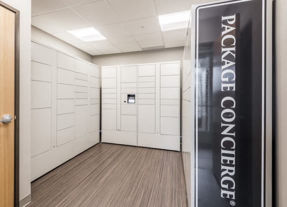 Package receiving room with individual lockers at The Preserve in Bloomington, MN