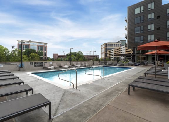 Pool with excellent views of Bloomington.