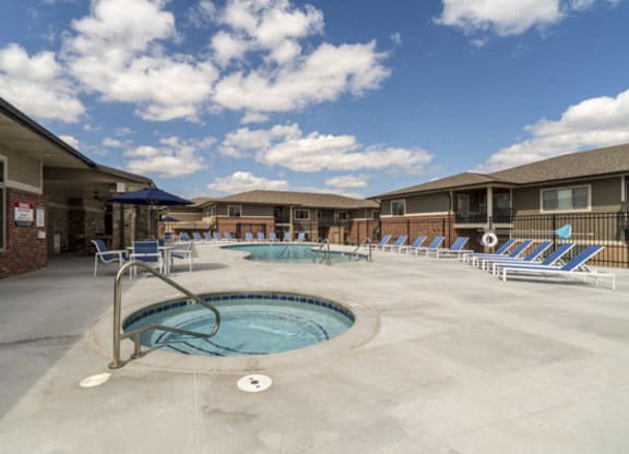 Hot tub at The Villas at Falling Waters luxury townhomes in West Omaha NE