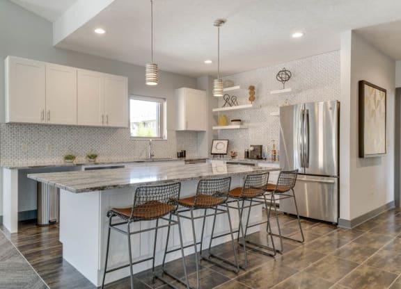 Clubhouse kitchen available for resident use and holding resident events at The Villas at Mahoney Park