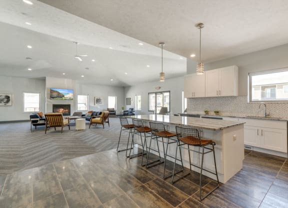 Full kitchen in the clubhouse for resident use at The Villas at Mahoney Park