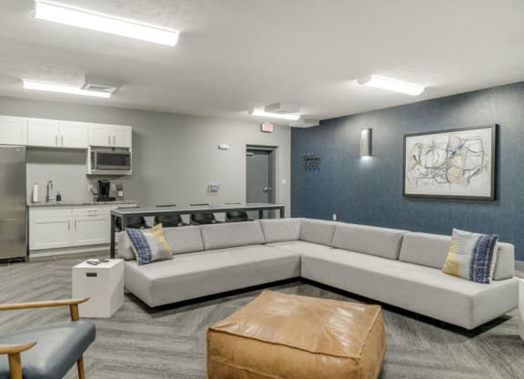 Refrigerator and microwave in the theater room at The Villas at Mahoney Park