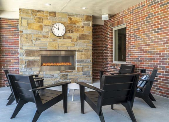 Outdoor fire place and seating at The Villas at Mahoney Park