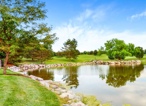 Golf course and  water feature views are available to some of our beautiful floor plans at The Villas at Wilderness Ridge luxury apartments in southwest Lincoln NE 68512