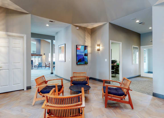 Sitting area in the community clubhouse at The Northbrook Apartments
