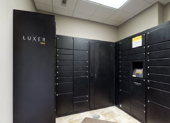 Luxer package locker system in the clubhouse at The Northbrook Apartments