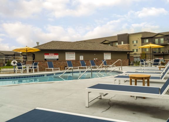 Luxury pool and hot tub view of WH Flats new luxury apartments in south Lincoln NE 68516