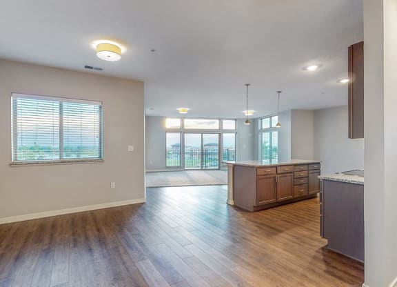 Large kitchen and living space at WH Flats