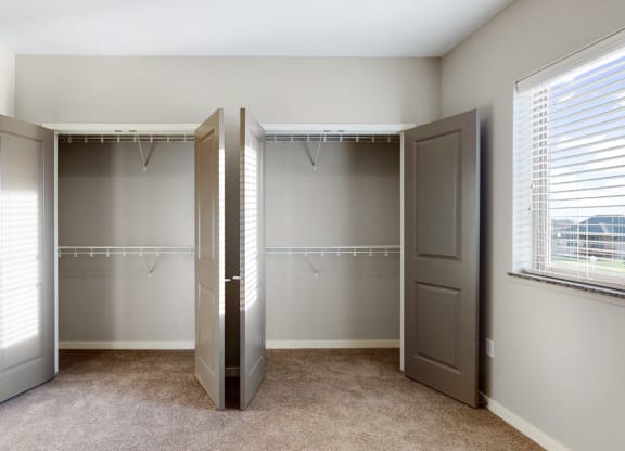 The 2 bedroom Marigold with den floor plan features incredibly spacious closets with abundant storage.