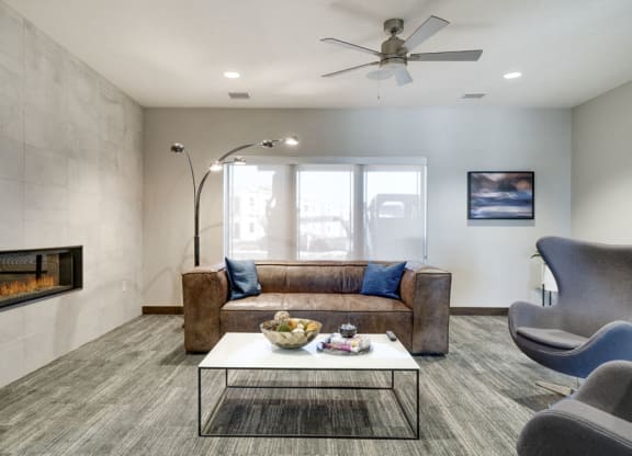 Leasing office lounge at WH Flats luxury apartments in south Lincoln NE
