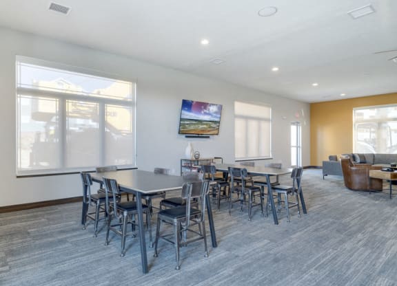 Resident clubhouse with seating and lounge sofas