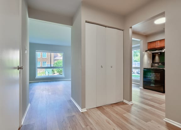 Well-Lit Modern Kitchen with pantry closet and with a large window