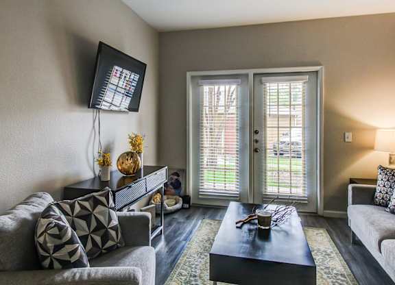 a living room with a couch and a coffee table