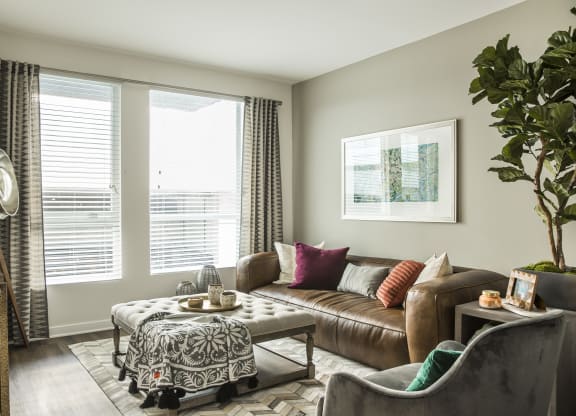 photo of the furnished upscale living room in the apartment at The Q Playa, California, 90045