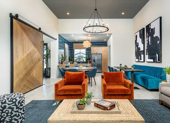 Clubhouse with comfortable seating options and TV at  at Pillar at Fountain Hills , AZ