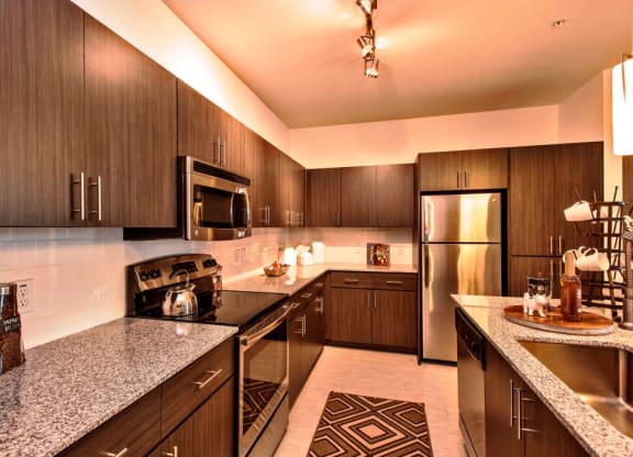 upgraded kitchen at Elevation on Central Apartments, Phoenix, Arizona