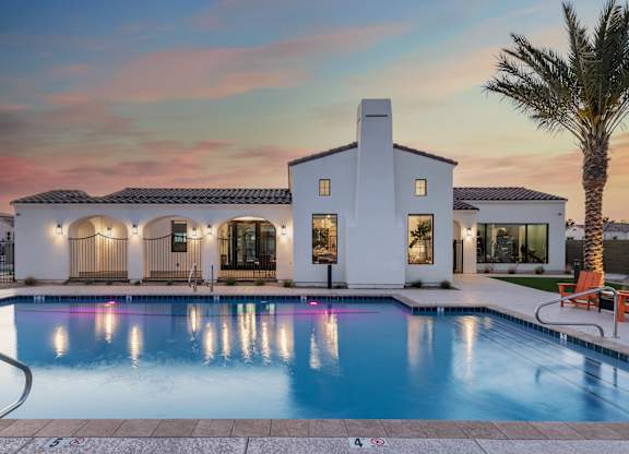 Community Pool with clubhouse at  Pillar at Fountain Hills , AZ