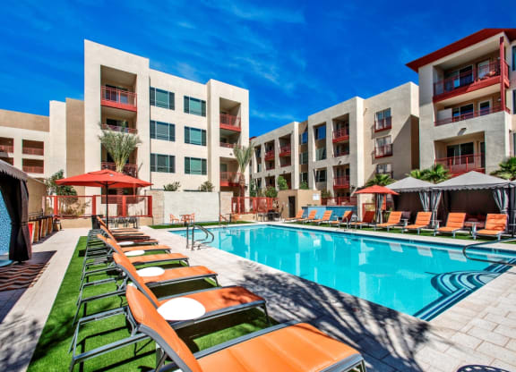 downtown resort pool at Elevation on Central Apartments, Phoenix