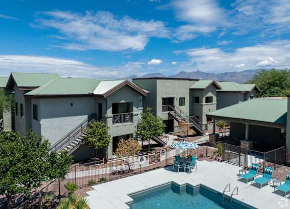 A large house with a pool in the backyard.
