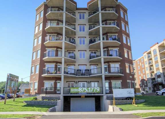Apartment building with the number 875 on the front.