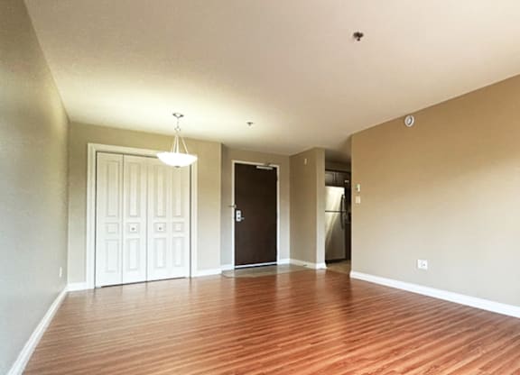 A room with a white door and a black door.