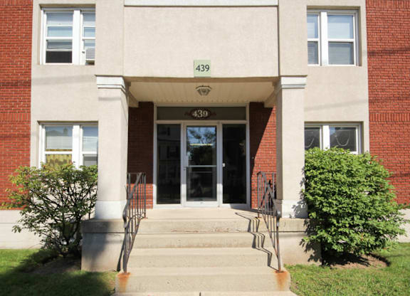 The front of a building with the number 439 on it.