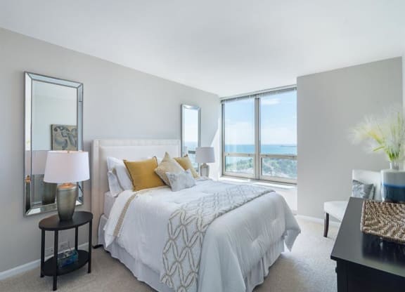 Bedroom with downtown and lake views