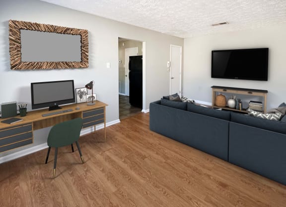 Living room with work place at Park Place, Richmond