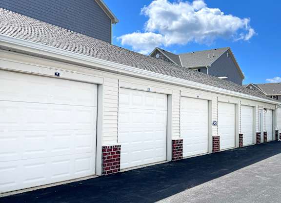 White Garage Doors at Hebron Station Apartments, Hebron, Kentucky