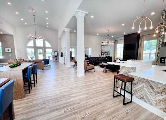 Clubhouse with Wooden Floors at Hebron Station Apartments, Kentucky, 41048