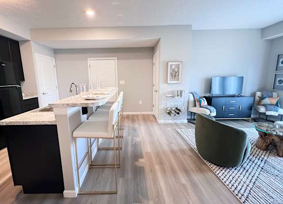 Kitchen Come Living Area at Hebron Station Apartments, Hebron