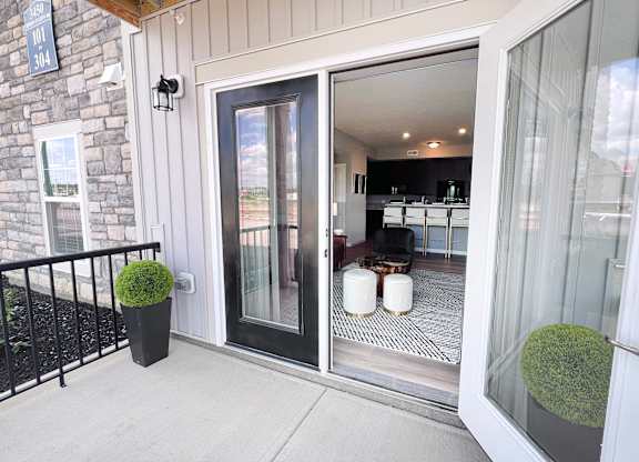 Glass Door with a White Frame at Hebron Station Apartments, Kentucky, 41048