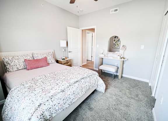 Bedroom with a Dresser at Hebron Station Apartments, Hebron, KY, 41048