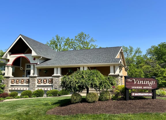 a home with a sign in front of it  at The Vinings Apartments, Ohio
