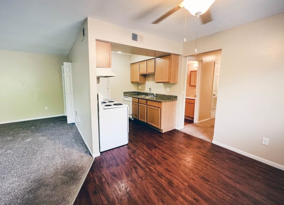 Wooden flooring in kitchen at Sharondale Woods Apartments, Cincinnati, 45241
