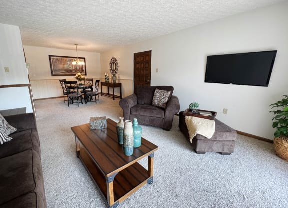 Living Room With TV  at Crestbrook Apartments & Townhomes, Kentucky, 41017