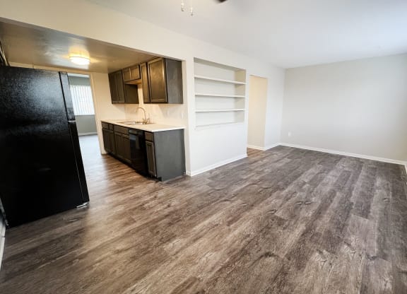 a kitchen and living room in a two bedroom apartment at Wentworth Estates Apartments, Florence, KY